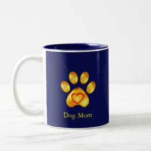 Süße Golden-Paw-Hundemutter auf Navyblau Zweifarbige Tasse