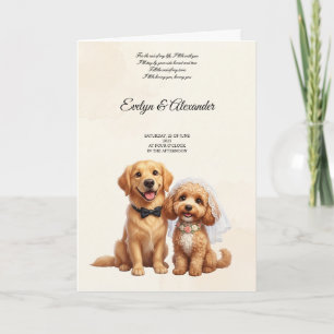 Süße Golden Retriever Braut und Bräutigam Rosa Blu Karte