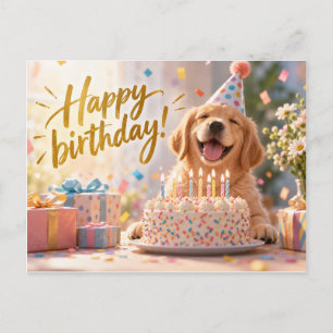 Süße Golden Retriever Frohe Geburtstag Postkarte