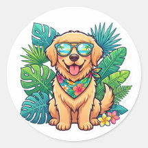 Süße Golden Retriever Sonnenbrille Sommer Tropisch