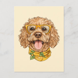 Süße Goldendoodle-Hundesonnenbrille Orangen Postkarte