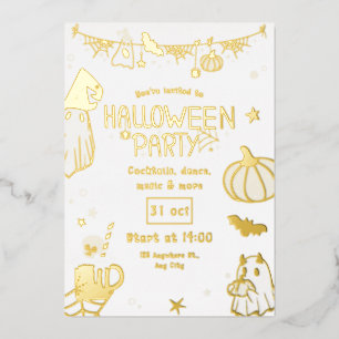 Süße goldene gruselige Halloween-Party Folieneinladung