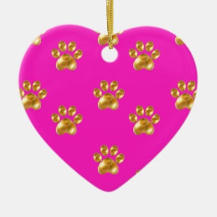 Süße goldene Pfoten Keramik Ornament