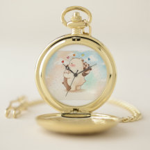 Süße goldene Taschenuhr mit liebenswerten Bären