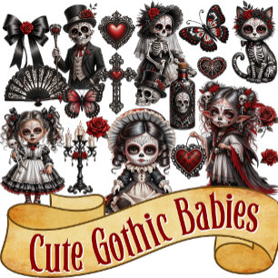Süße Gothic-Babys 2 Aufkleber