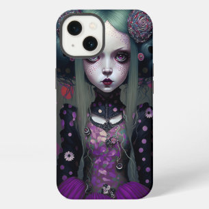 Süße Gothic-Girl Lila Schwarze Fantasy-Kunst iPhone 13 Hülle