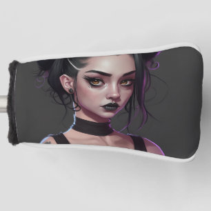 Süße Gothic-Girl mit Dutt und Tattoos Golf Headcover