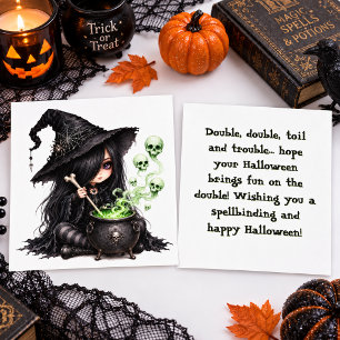 Süße Gothic-Hexe Halloween-Karte