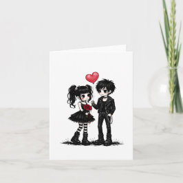 Süße Gothic-Liebes-Grußkarte | Dunkle Romantik Got Karte
