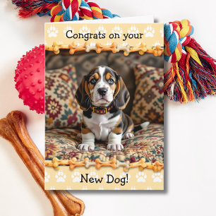 Süße Gratulation zu Ihrem neuen Basset Hound Hund  Karte