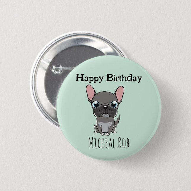 Süße graue Alles Gute zum Geburtstag individuelle  Button (Vorne & Hinten)