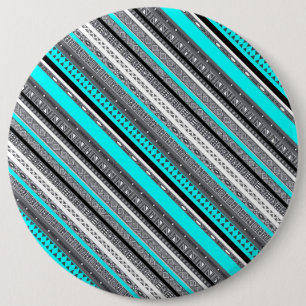 Süße graue aqua-aztekische Muster Button