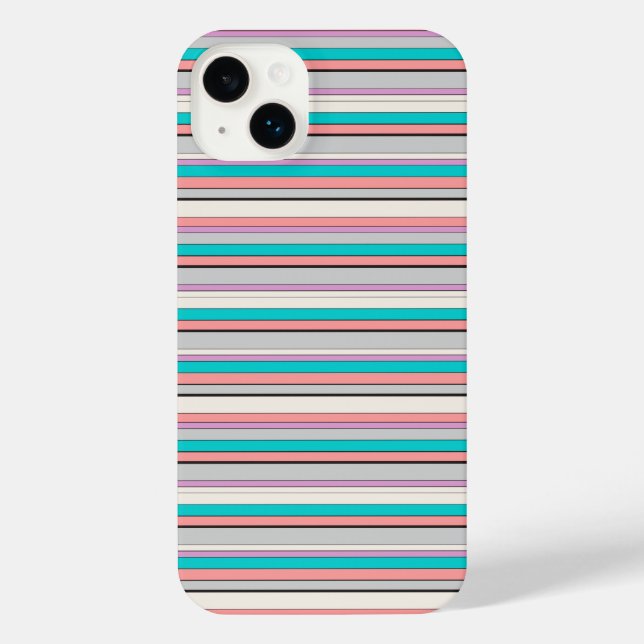 Süße graue aqua Streifen iPhone Hülle (Rückseite)