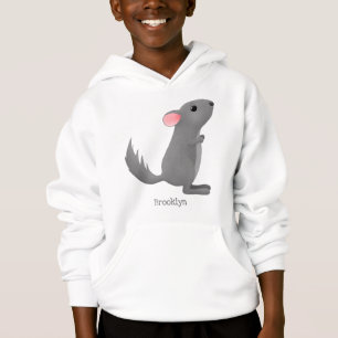 Süße graue Chinchilla-Cartoon-Illustration Hoodie