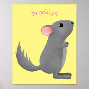Süße graue Chinchilla-Cartoon-Illustration  Poster