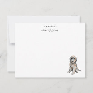 Süße graue Doodle-Hund-Flat-Note-Karte Dankeskarte