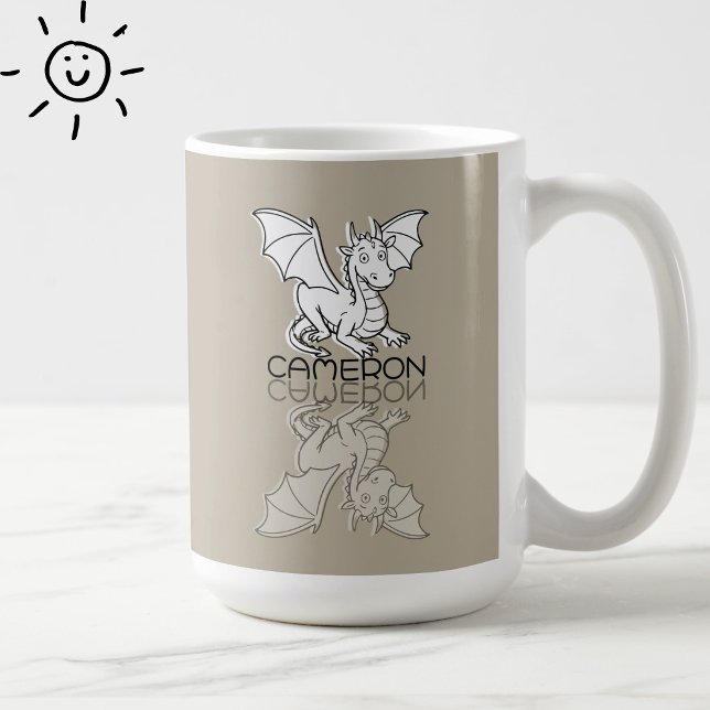 Süße graue Drachen-Reflektions-Doodle mit individu Kaffeetasse (Von Creator hochgeladen)