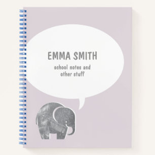 Süße graue Elefant-Sprechblase Sanft violett für K Notizbuch