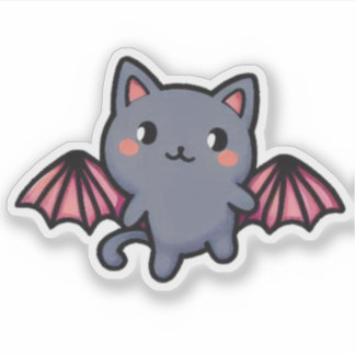Süße graue Fledermauskatze - Adorable fliegendes K Aufkleber