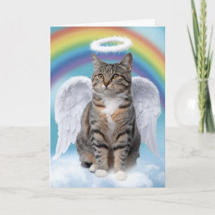 Süße graue getigerte Katzen-Engel-Trauerkarte Karte