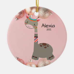 Süße graue Giraffe Weihnachtsbaumanhänger Keramik Ornament