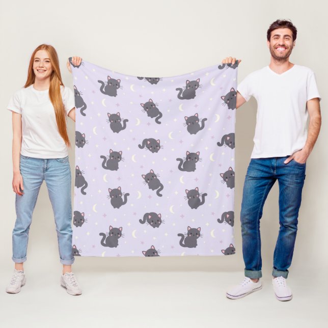 Süße Graue Katze Lila Fleece Decke (Beispiel)