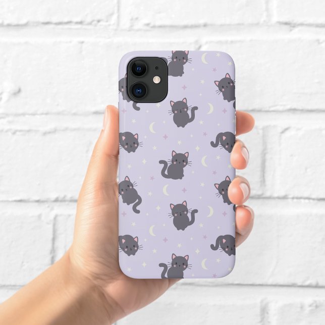 Süße Graue Katze Lila Handy-Hülle Case-Mate iPhone Hülle (Von Creator hochgeladen)