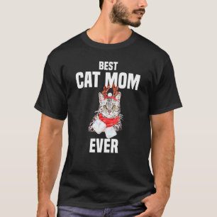 Süße graue Katze mit Rentierkostüm Beste Katzenmut T-Shirt