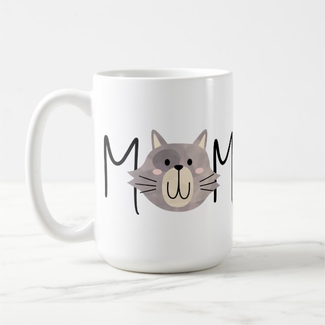 Süße graue Katze Mutter personalisierter Muttertag Kaffeetasse (Links)