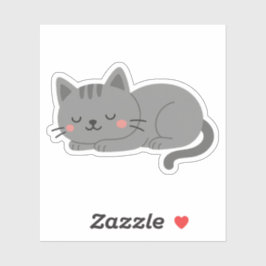 Süße graue Katze Schlummer Aufkleber