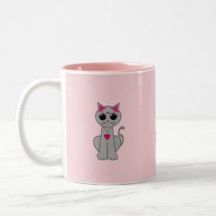 Süße graue Katze Zweifarbige Tasse