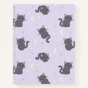Süße graue Katzen Lila Spiralblock Notizbuch