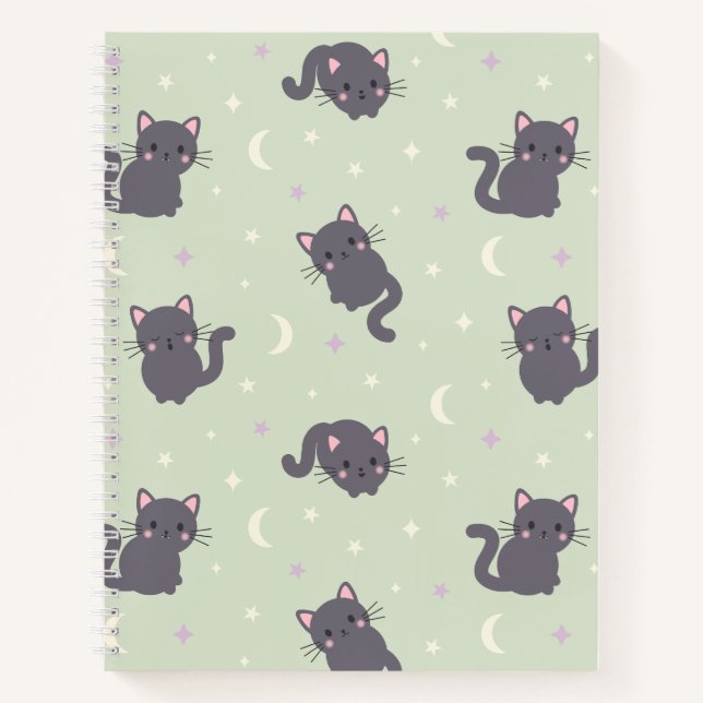 Süße graue Katzen Sage Spiralblock Notizbuch (Vorderseite)