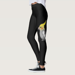 Süße graue Nymphensittich-Cartoon-Vogel-Illustrati Leggings