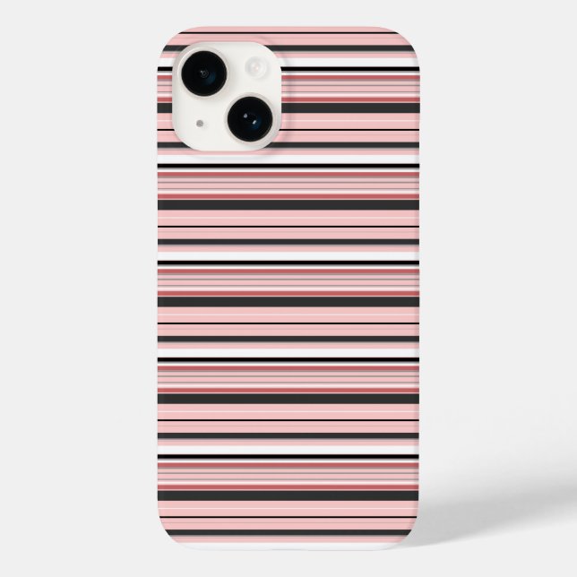 Süße graue rosa Streifen Case-Mate iPhone Hülle (Rückseite)