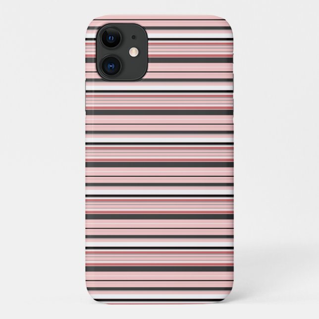 Süße graue rosa Streifen Case-Mate iPhone Hülle (Rückseite)