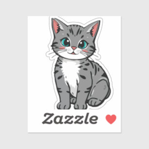 Süße Graue Tabby-Katze Aufkleber – Bezaubernde Car