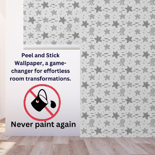 Süße graue und weiße Kindernautik Seestern Tintenf Tapete