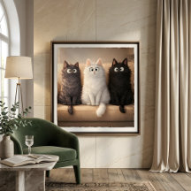 Süße graue, weiße und schwarze Kätzchen Wandkunst