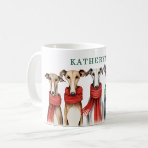 Süße Greyhounds und Whippets   Hunde in Schals Kaffeetasse
