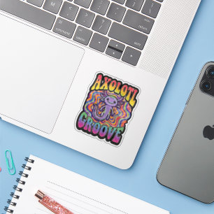 Süße groovy Hippie-Axolotl-Retro-70er-Regenbogen-K Aufkleber