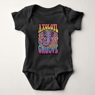 Süße groovy Hippie-Axolotl-Retro-70er-Regenbogen-K Baby Strampler