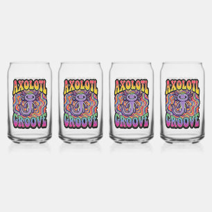 Süße groovy Hippie-Axolotl-Retro-70er-Regenbogen-K Dosenglas