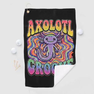 Süße groovy Hippie-Axolotl-Retro-70er-Regenbogen-K Golfhandtuch
