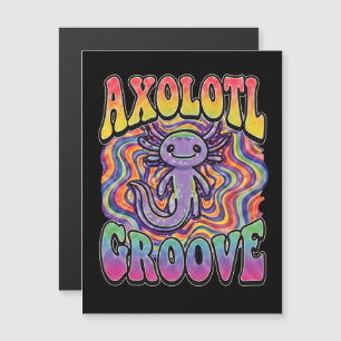 Süße groovy Hippie-Axolotl-Retro-70er-Regenbogen-K Magnetkarte