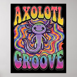 Süße groovy Hippie-Axolotl-Retro-70er-Regenbogen-K Poster