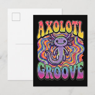 Süße Groovy Hippie Axolotl Retro 70er Regenbogen K Postkarte