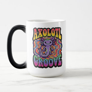 Süße groovy Hippie-Axolotl-Retro-70er-Regenbogen-K Verwandlungstasse