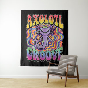 Süße Groovy Hippie Axolotl Retro 70er Regenbogen K Wandteppich