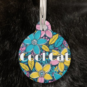 Süße groovy Retro-Hippie-bunte coole Katze Haustiermarke